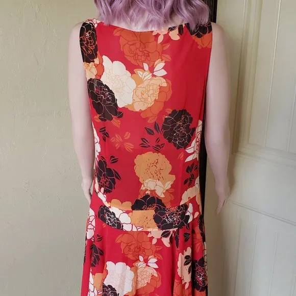 Kenneth Cole New York Red Floral Asymmetrical Dress | Size 6 - Picture 17 of 17
